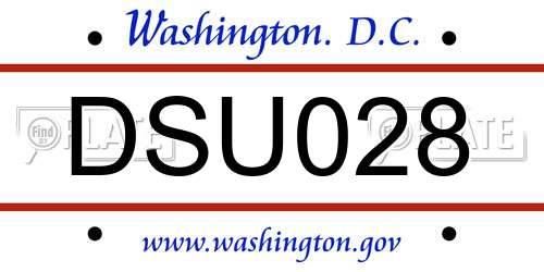 DSU028 District Of Columbia License Plate