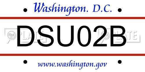 DSU02B District Of Columbia License Plate