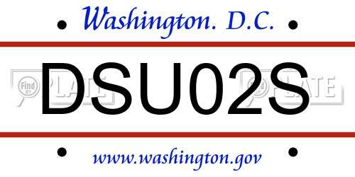 DSU02S District Of Columbia License Plate