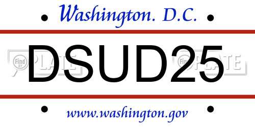 DSUD25 District Of Columbia License Plate