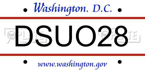 DSUO28 District Of Columbia License Plate