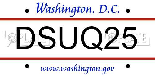 DSUQ25 District Of Columbia License Plate
