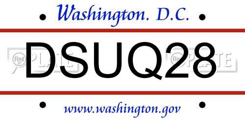 DSUQ28 District Of Columbia License Plate