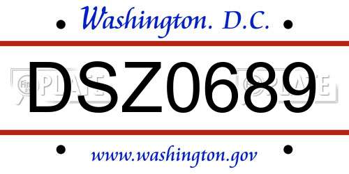 DSZ0689 District Of Columbia License Plate
