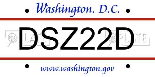 DSZ22D District Of Columbia License Plate