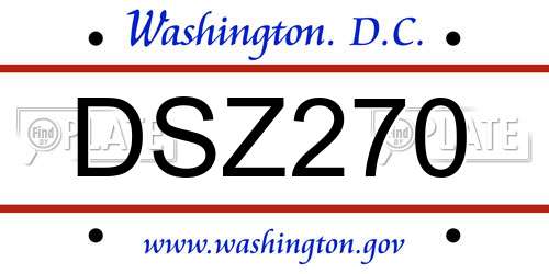 DSZ270 District Of Columbia License Plate