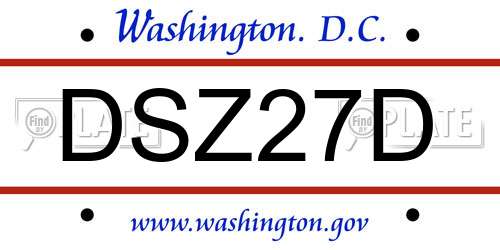 DSZ27D District Of Columbia License Plate