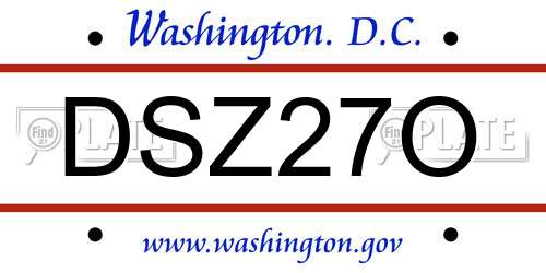 DSZ27O District Of Columbia License Plate