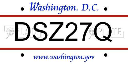 DSZ27Q District Of Columbia License Plate