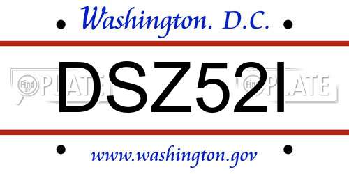 DSZ52I District Of Columbia License Plate