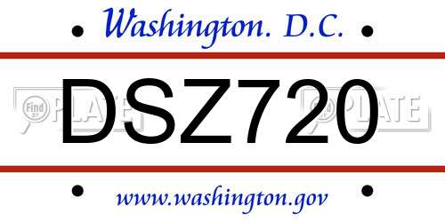 DSZ720 District Of Columbia License Plate