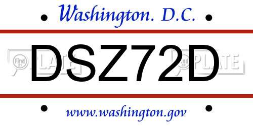 DSZ72D District Of Columbia License Plate