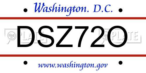DSZ72O District Of Columbia License Plate