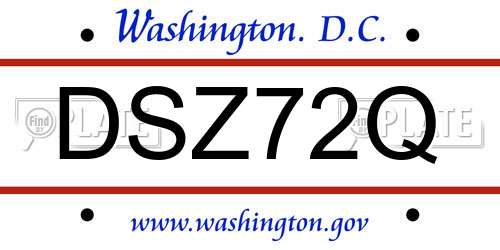 DSZ72Q District Of Columbia License Plate