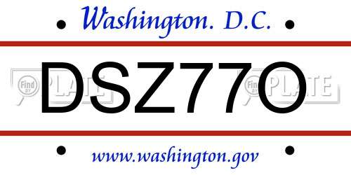 DSZ77O District Of Columbia License Plate