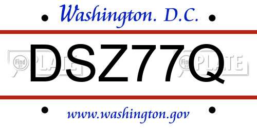 DSZ77Q District Of Columbia License Plate