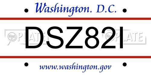 DSZ82I District Of Columbia License Plate