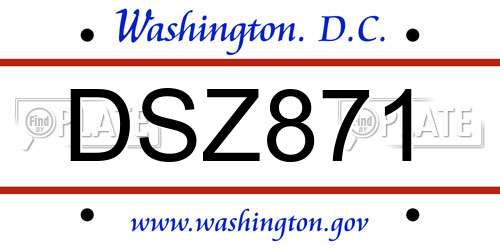 DSZ871 District Of Columbia License Plate