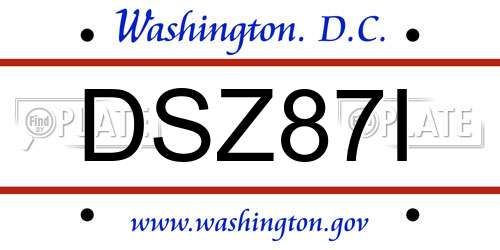 DSZ87I District Of Columbia License Plate