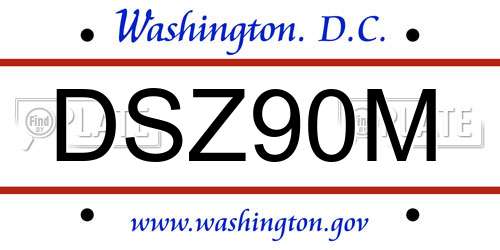 DSZ90M District Of Columbia License Plate