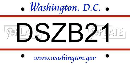 DSZB21 District Of Columbia License Plate