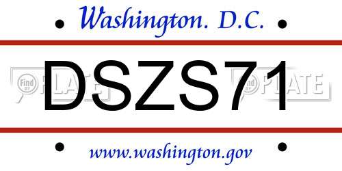 DSZS71 District Of Columbia License Plate