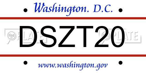 DSZT20 District Of Columbia License Plate