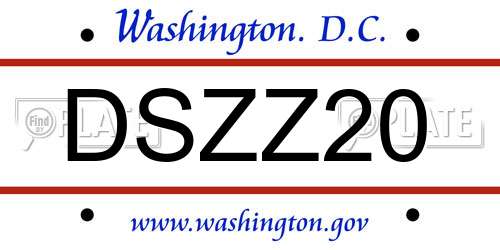 DSZZ20 District Of Columbia License Plate