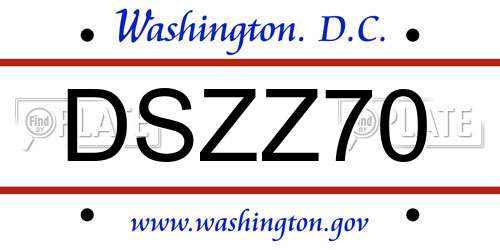 DSZZ70 District Of Columbia License Plate