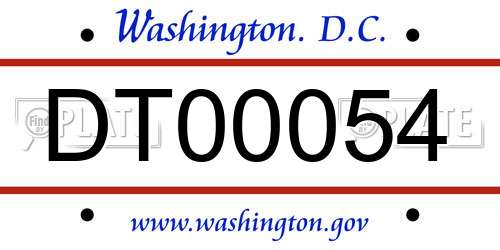 DT00054 District Of Columbia License Plate