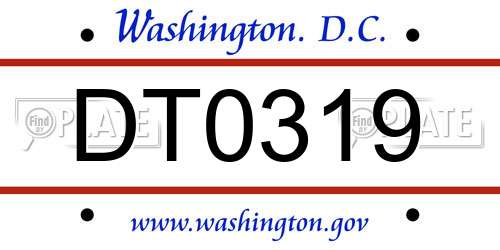 DT0319 District Of Columbia License Plate