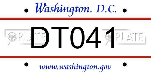 DT041 District Of Columbia License Plate