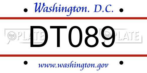 DT089 District Of Columbia License Plate