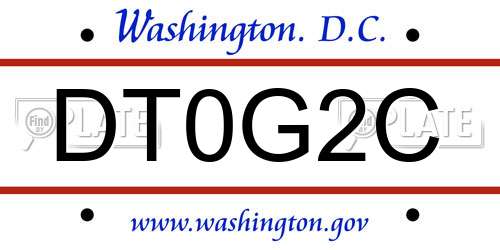 DT0G2C District Of Columbia License Plate