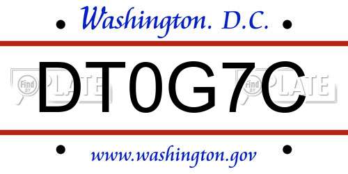 DT0G7C District Of Columbia License Plate