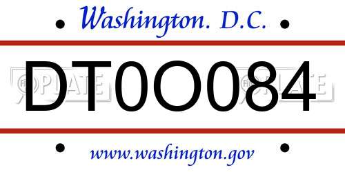 DT0O084 District Of Columbia License Plate