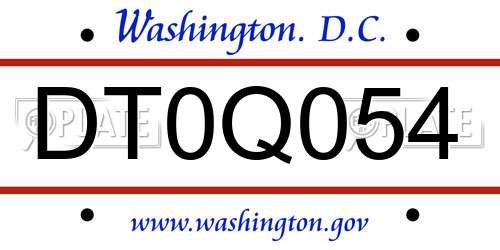 DT0Q054 District Of Columbia License Plate
