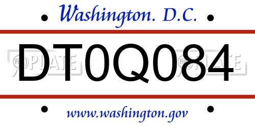 DT0Q084 District Of Columbia License Plate