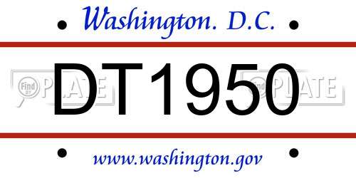 DT1950 District Of Columbia License Plate