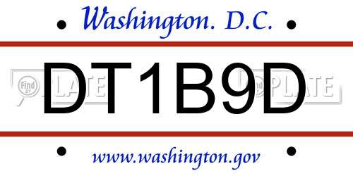 DT1B9D District Of Columbia License Plate