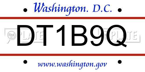 DT1B9Q District Of Columbia License Plate