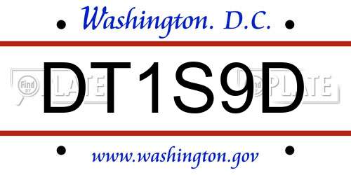 DT1S9D District Of Columbia License Plate