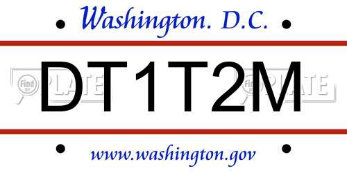 DT1T2M District Of Columbia License Plate