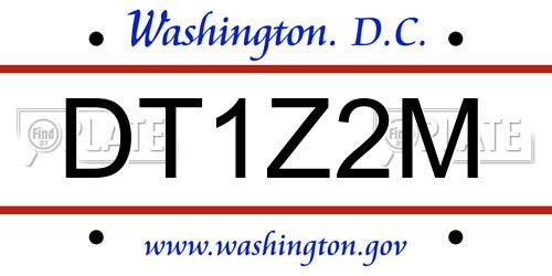 DT1Z2M District Of Columbia License Plate