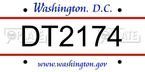 DT2174 District Of Columbia License Plate