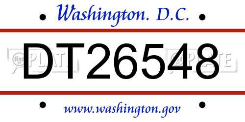 DT26548 District Of Columbia License Plate