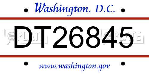 DT26845 District Of Columbia License Plate