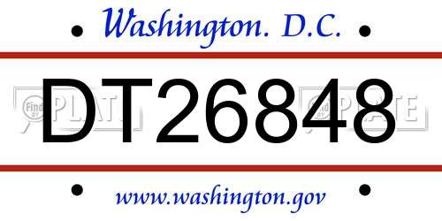 DT26848 District Of Columbia License Plate