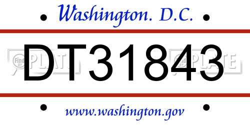 DT31843 District Of Columbia License Plate
