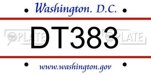 DT383 District Of Columbia License Plate